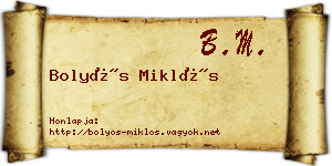 Bolyós Miklós névjegykártya