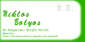 miklos bolyos business card